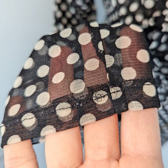 VTG 00s Y2K INC International Concepts Black & White Polka Dot 3/4 Sleeve Blouse - Picture 7 of 9